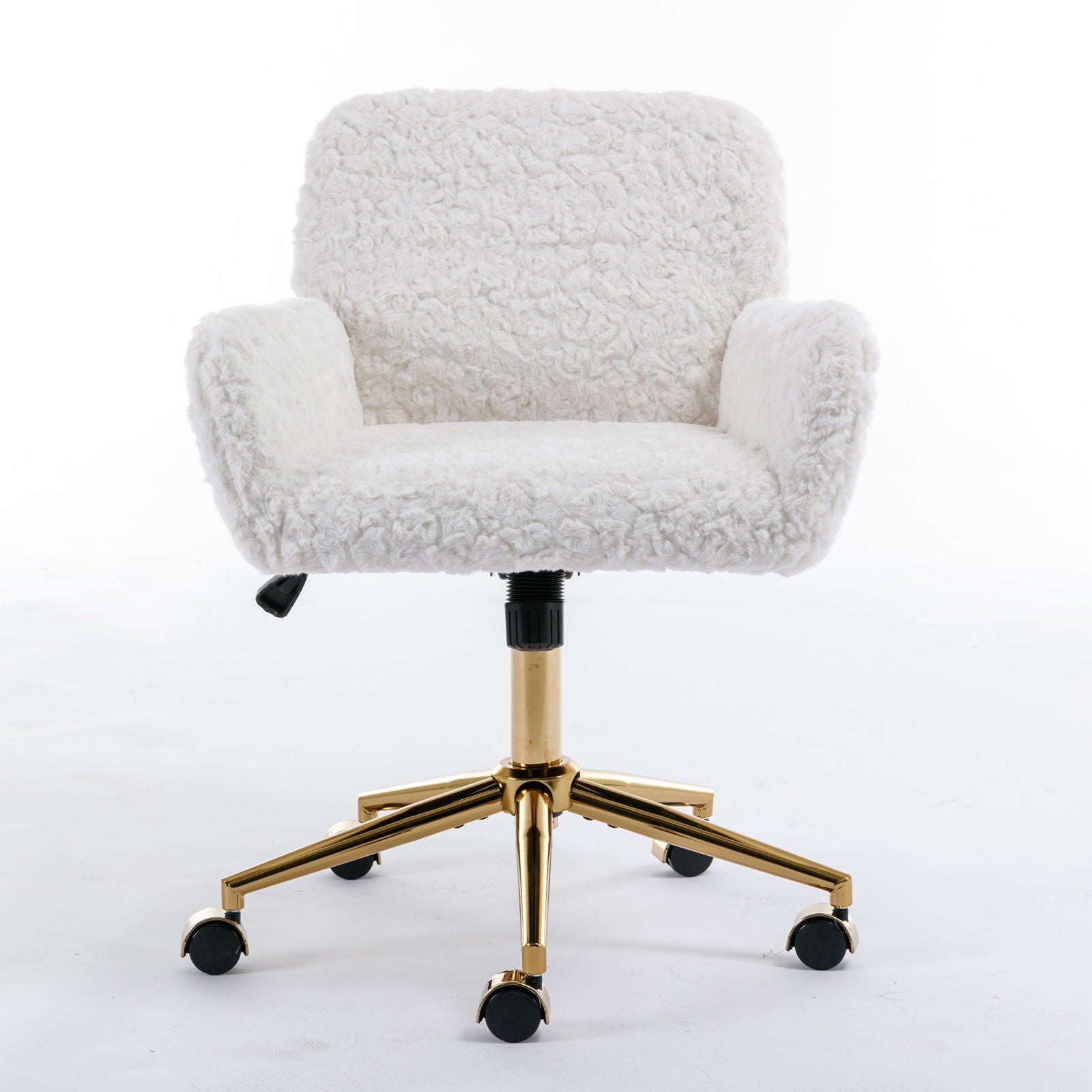 Office Chair, Artificial Rabbit Hair Home Office Chair With Metal Base, Adjustable Desk Chair Swivel Office Chair, Vanity Chair