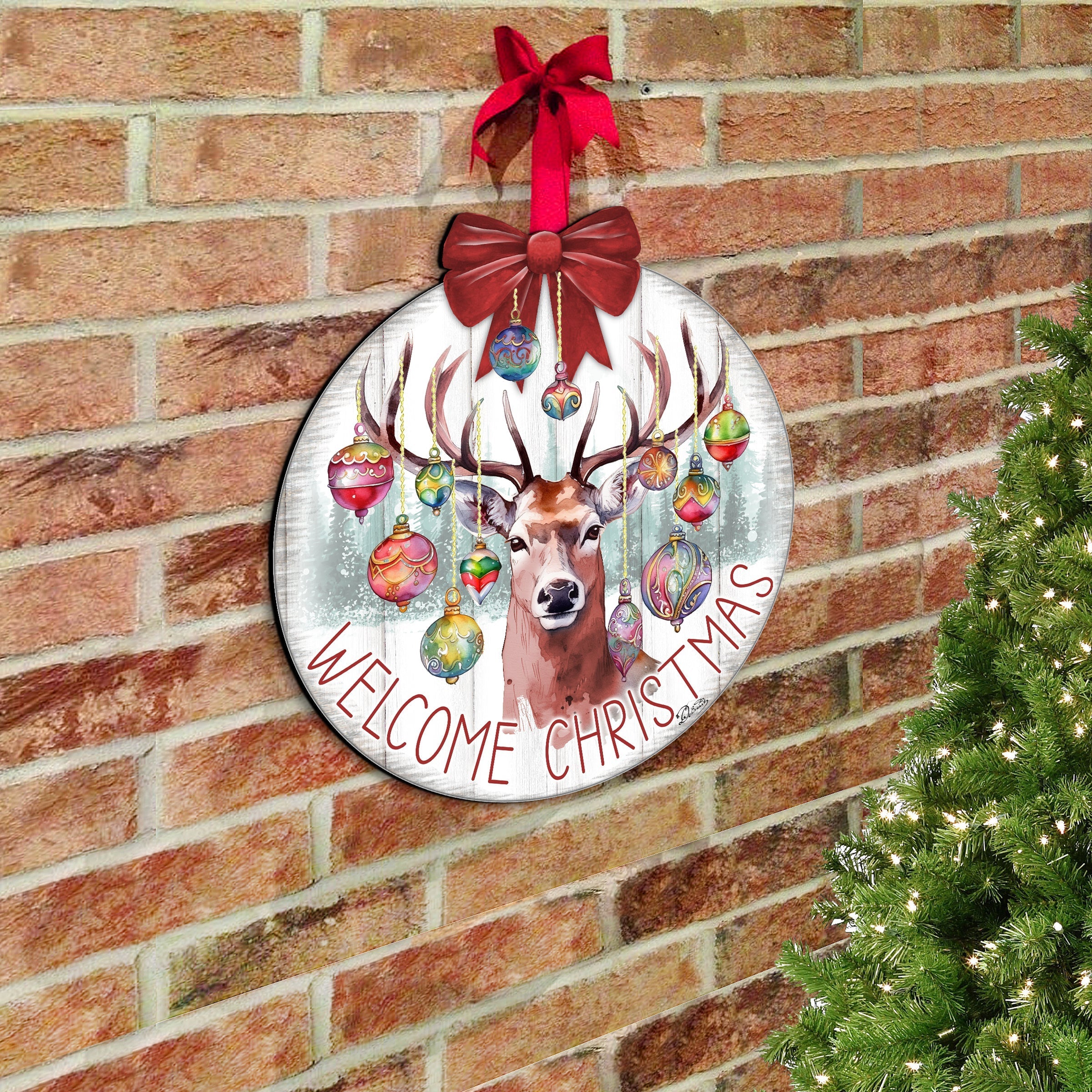 Welcome Christmas Front Door Welcome Sign, Wooden Front Porch Decor by G. Debrekht Christmas Decor - 933118H