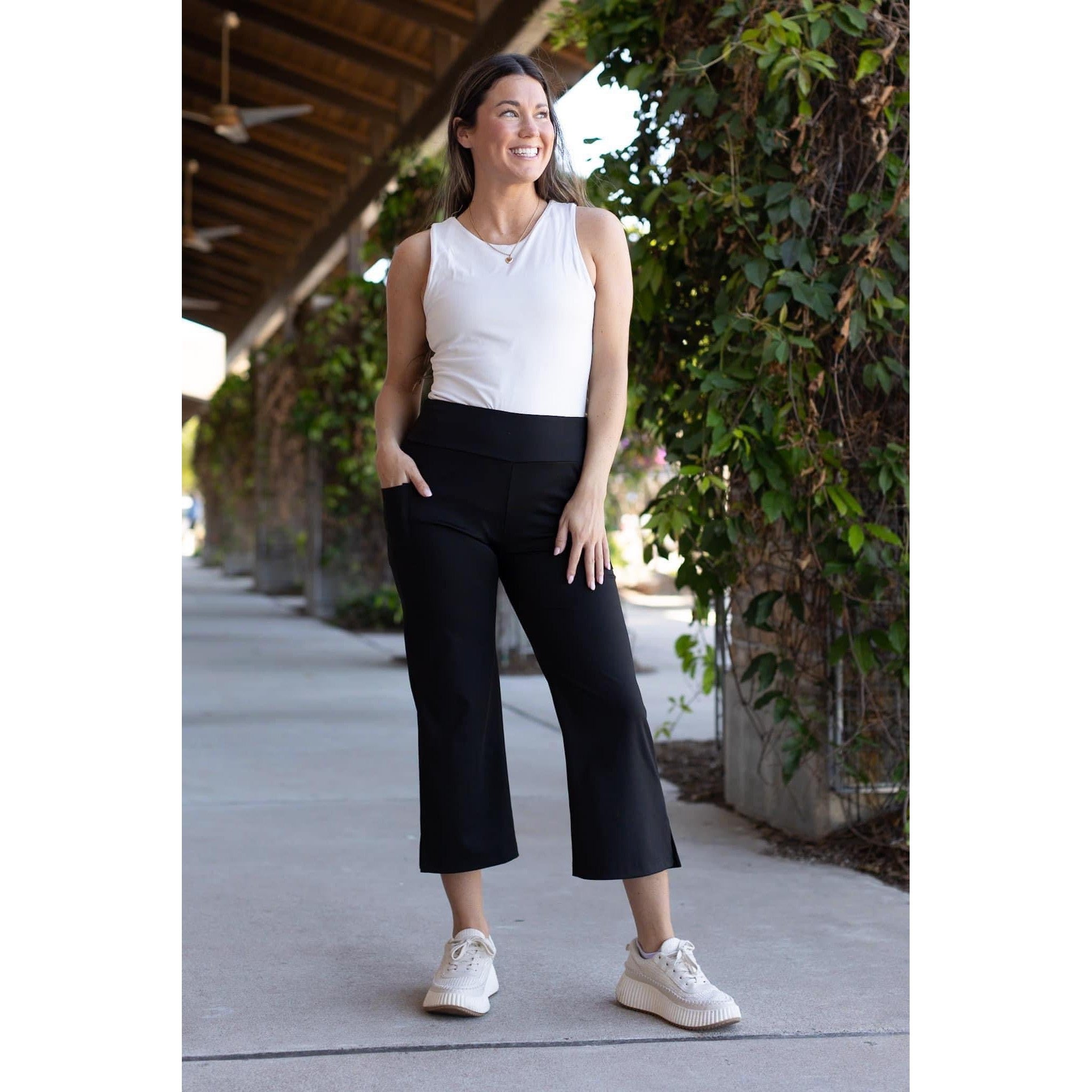 Gabriella -Black  High Waisted Gaucho Pants*