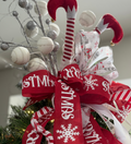 Elf Christmas Tree Topper with Silver & White Ribbon