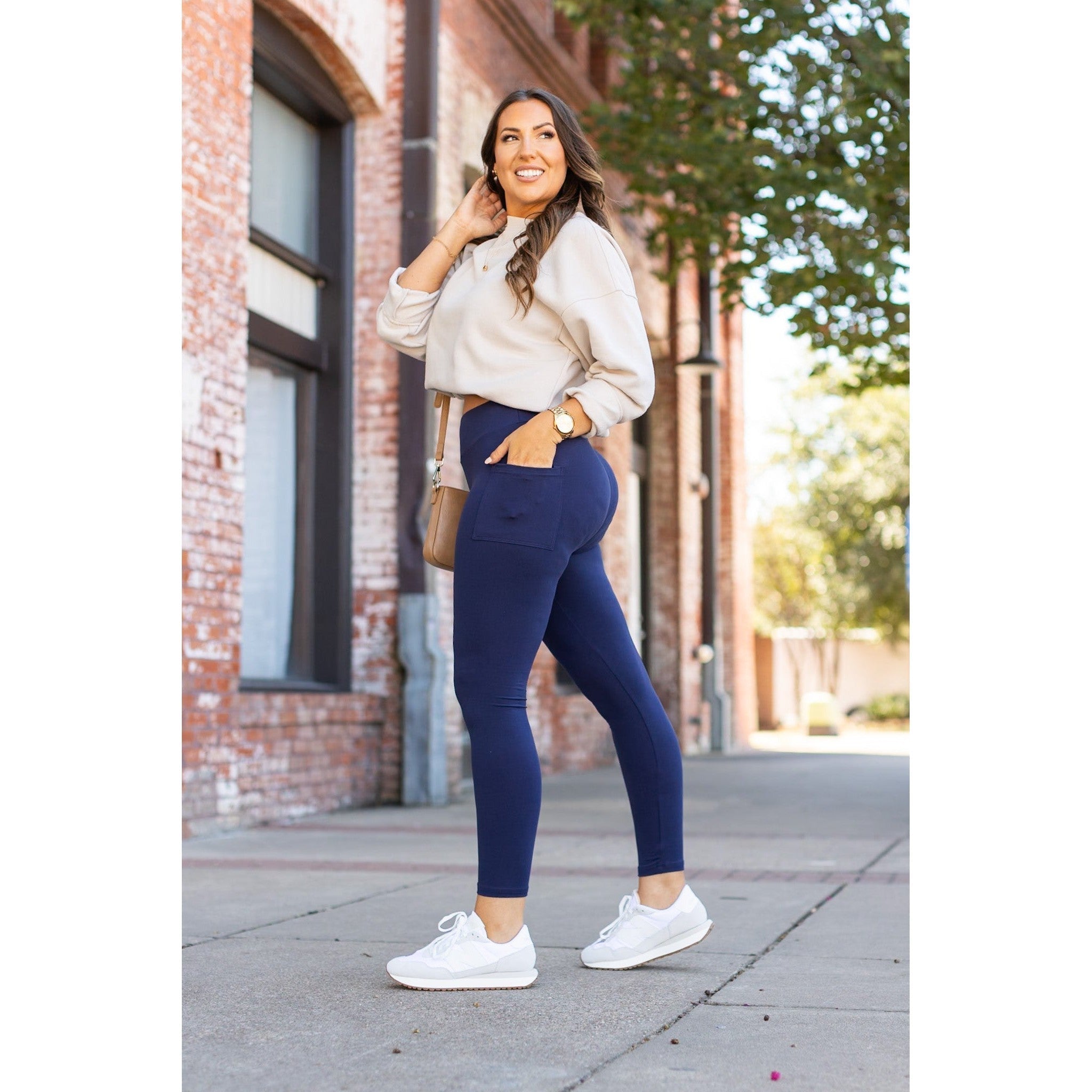 Nyla - Navy Full-Length with Pocket Leggings