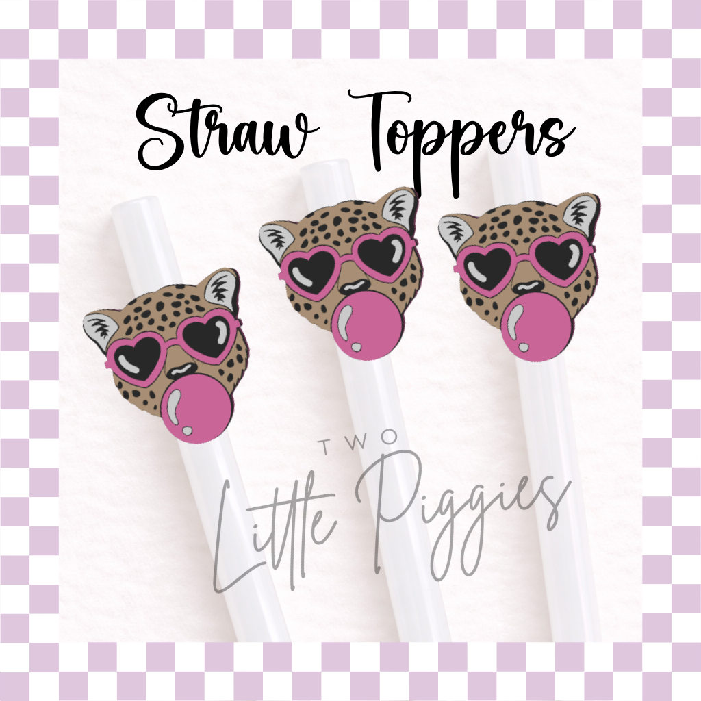 3D Printed - Straw Topper - Bubblegum Leopard