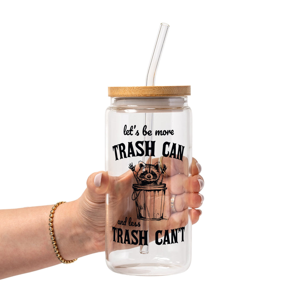 Trash Panda Raccoon Glass Cup, Mug & Tumbler with Lid and Straw