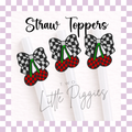 3D Printed - Straw Topper - Checkered Cherries