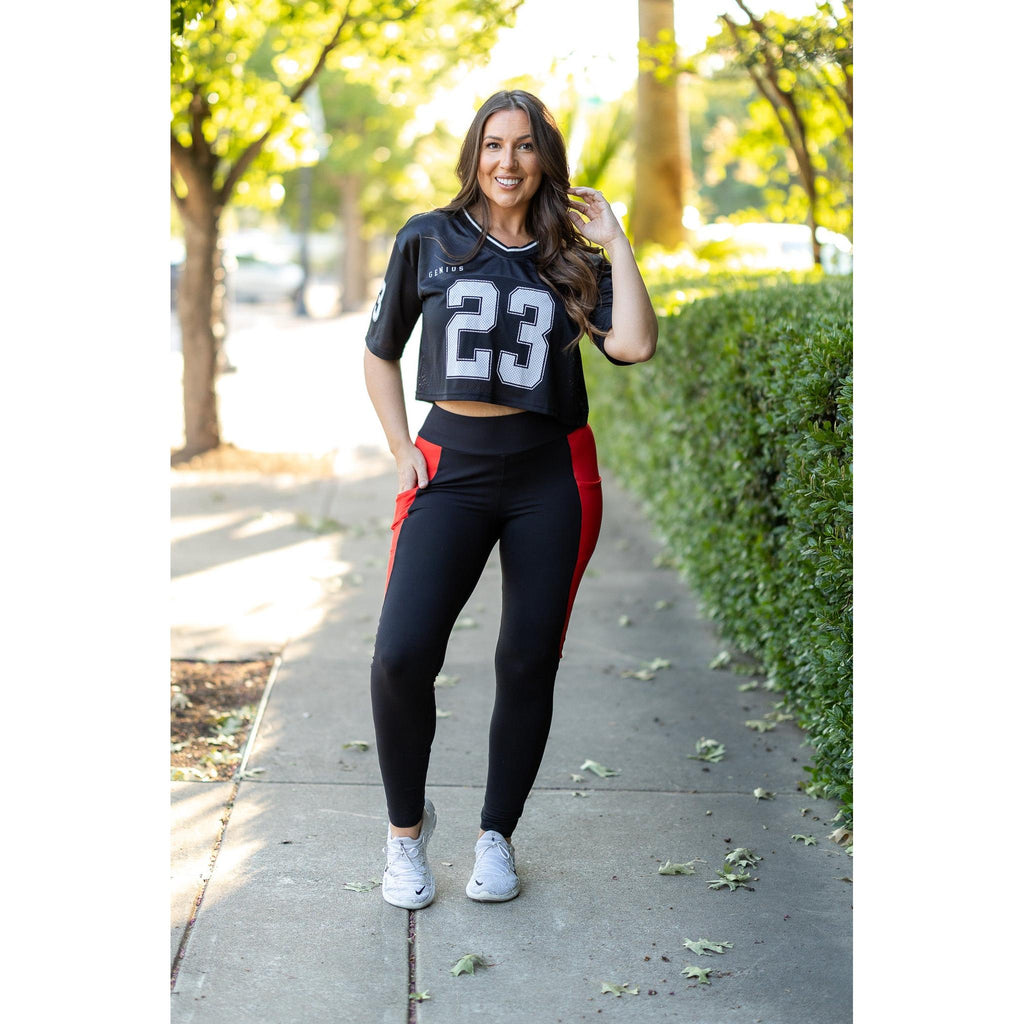 Roxie - Red Panel Full Length Leggings