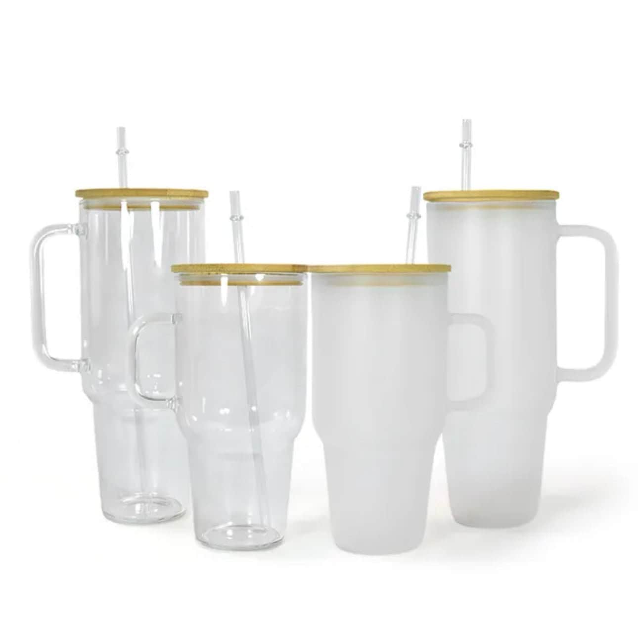 Hailey Brook Designs 32oz or 40oz Sublimation Clear or Frost Glass Tumbler, Mug, Cup With Bamboo Lid and Straw