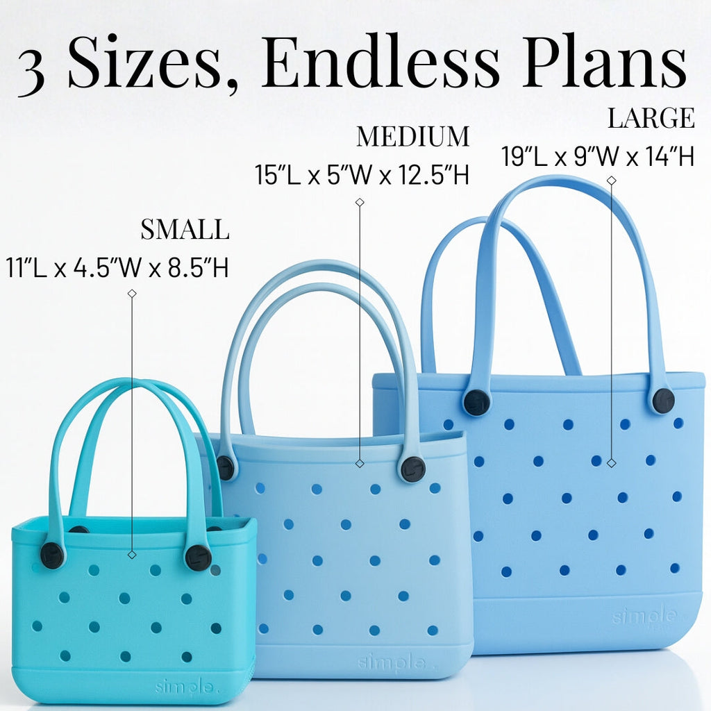 Rubber Tote Bag Set of 3 (XL/M/S) – Stylish Blue Tones EVA Bags, Great Value