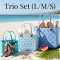 Rubber Tote Bag Set of 3 (XL/M/S) – Stylish Blue Tones EVA Bags, Great Value