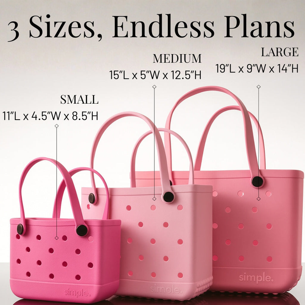 Rubber Tote Bag Set of 3 (XL/M/S) – Stylish Pink Tones EVA Bags, Great Value