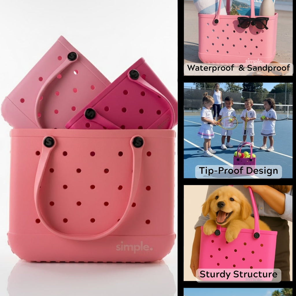 Rubber Tote Bag Set of 3 (XL/M/S) – Stylish Pink Tones EVA Bags, Great Value