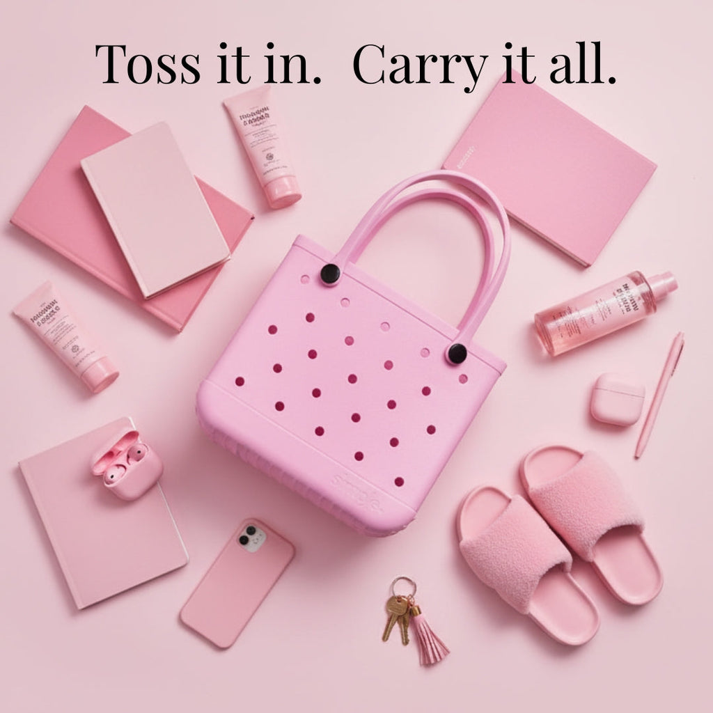 Rubber Tote Bag Set of 3 (XL/M/S) – Stylish Pink Tones EVA Bags, Great Value
