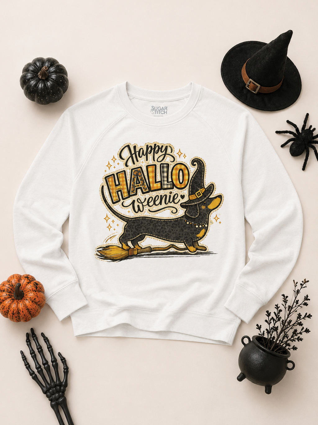 Happy Hallo Weenie Halloween Graphic Long Sleeve Edgy Shirt