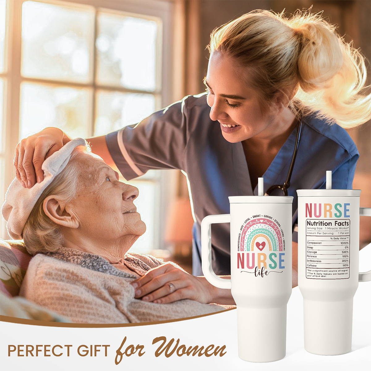 White Nurse Slidemate | Slider Tumbler with Handle 40oz