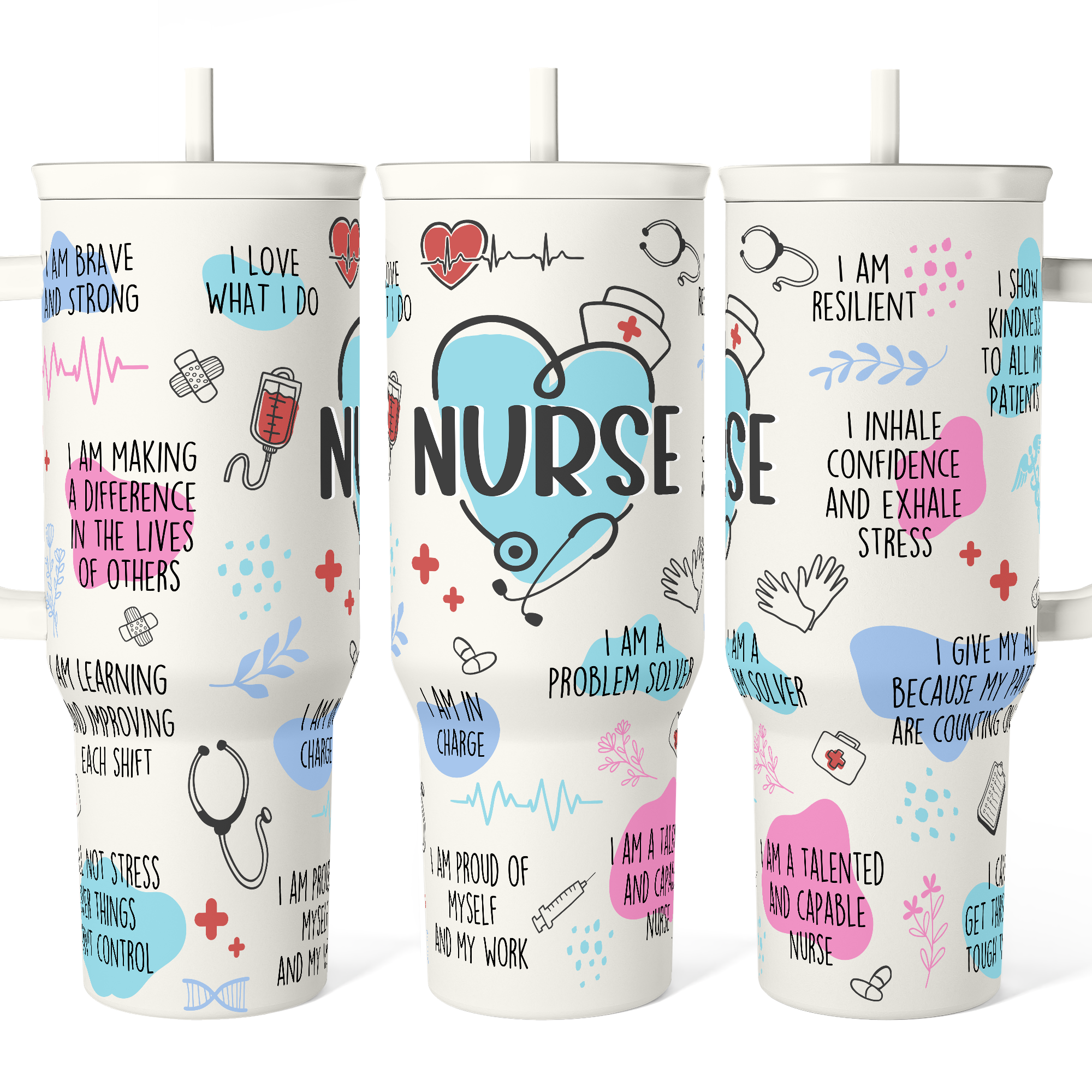 White Nurse Slidemate | Slider Tumbler with Handle 40oz
