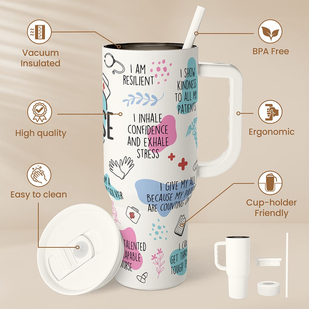 White Nurse Slidemate | Slider Tumbler with Handle 40oz