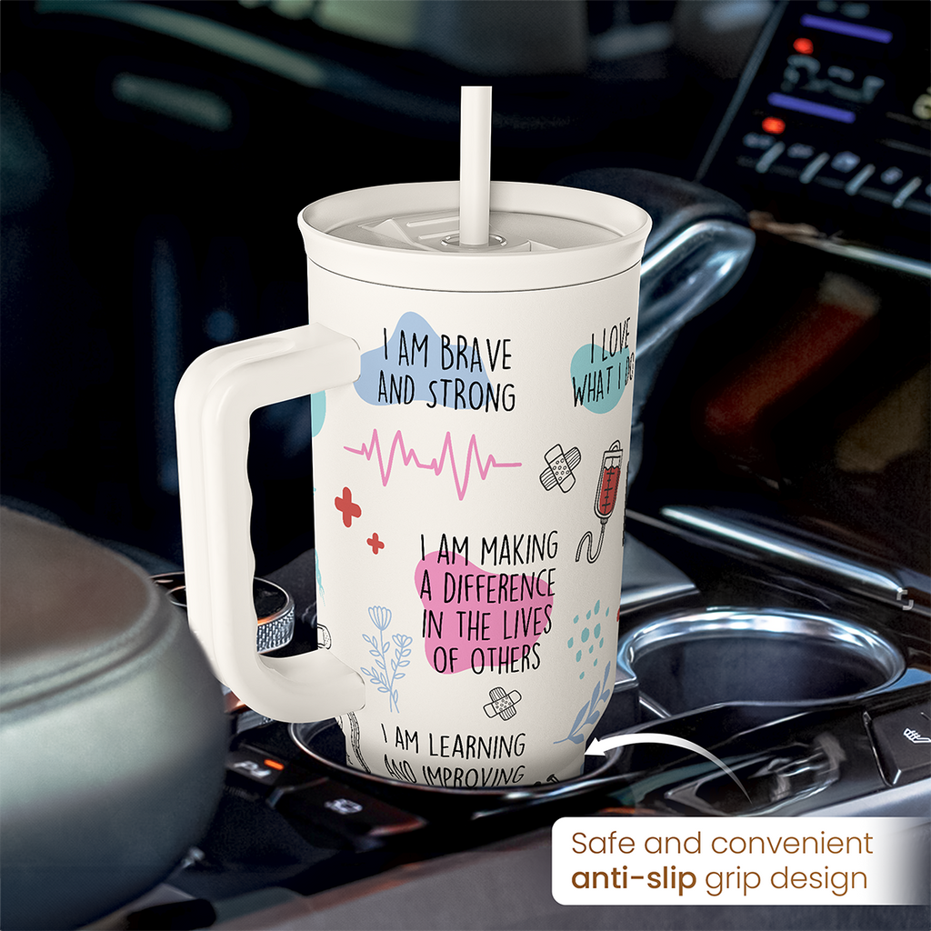 White Nurse Slidemate | Slider Tumbler with Handle 40oz