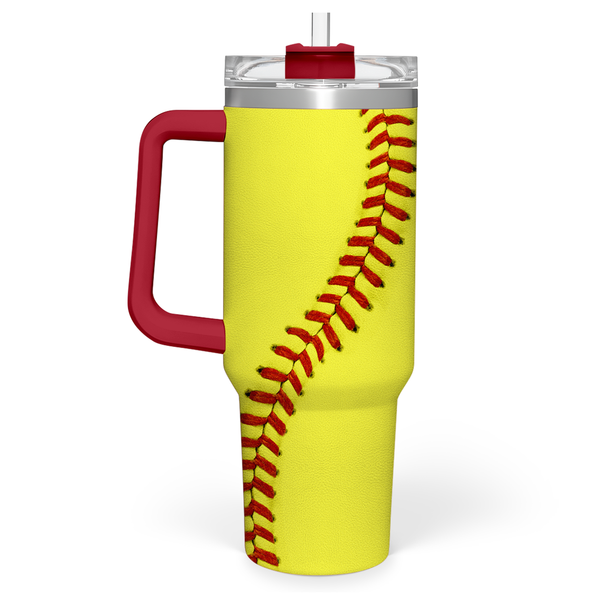 Yellow Softball Quencher Tumbler with Handle 40oz