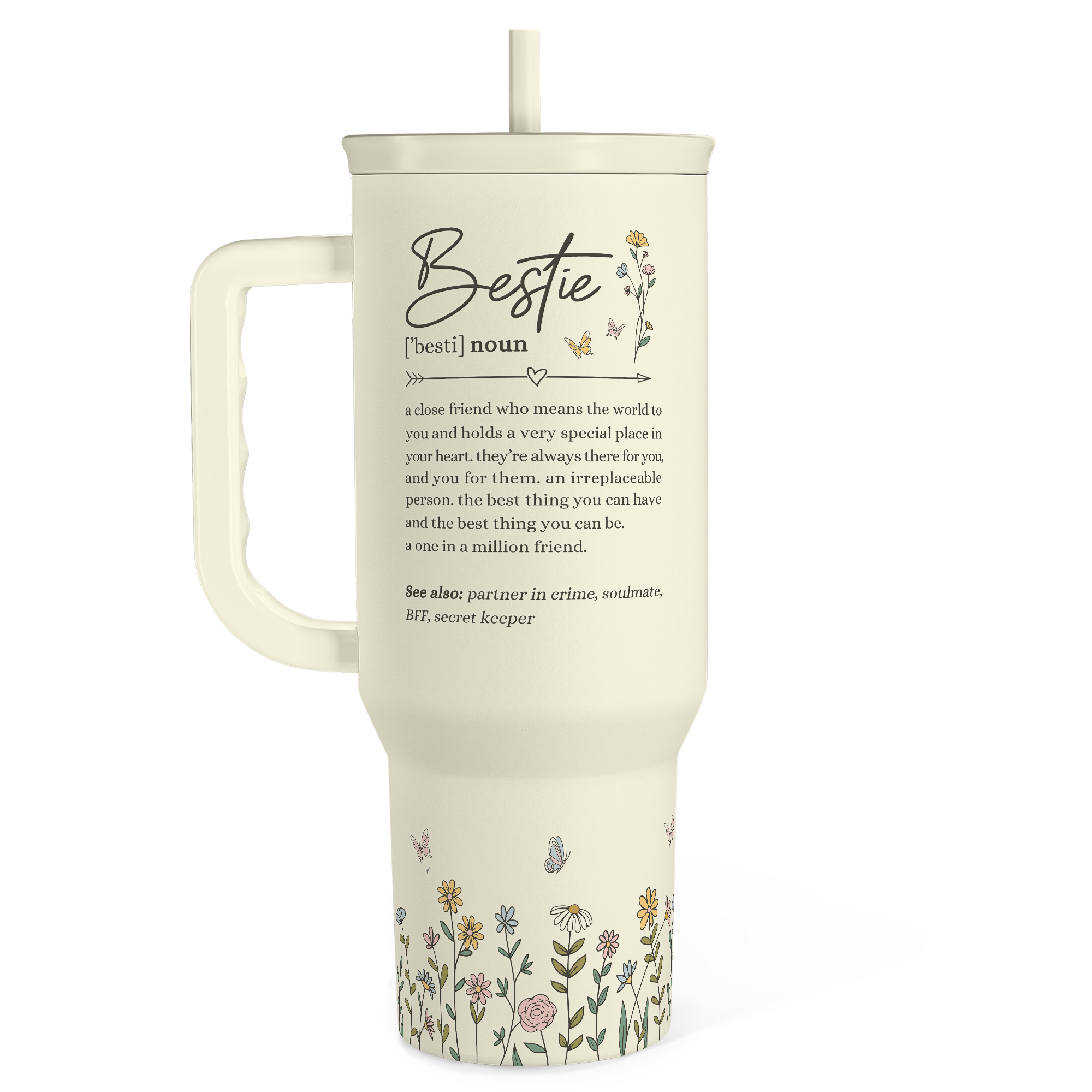 Beige Best Friend Slidemate | Slider Tumbler with Handle 40oz