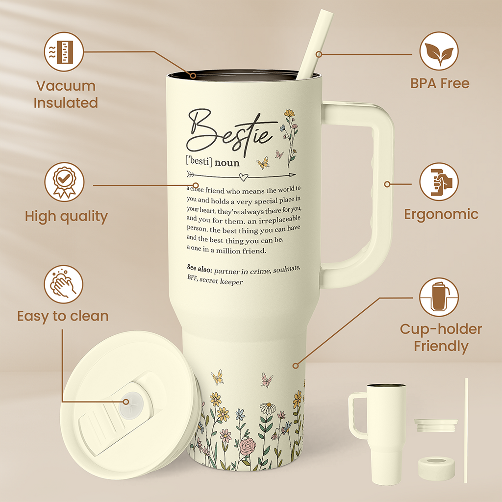 Beige Best Friend Slidemate | Slider Tumbler with Handle 40oz