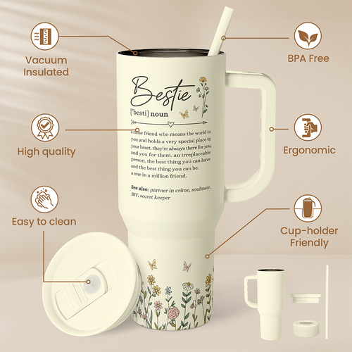 Beige Best Friend Slidemate | Slider Tumbler with Handle 40oz