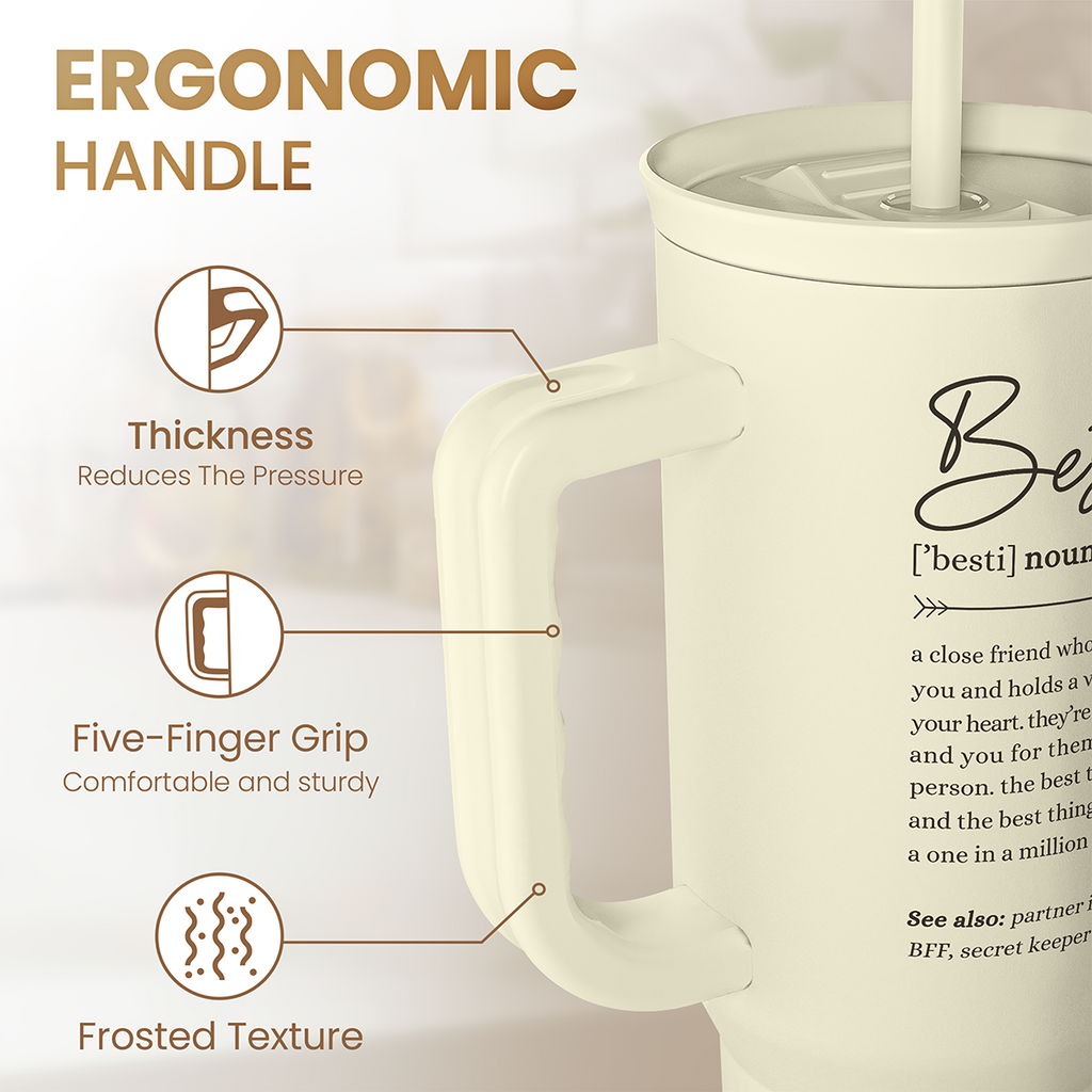 Beige Best Friend Slidemate | Slider Tumbler with Handle 40oz