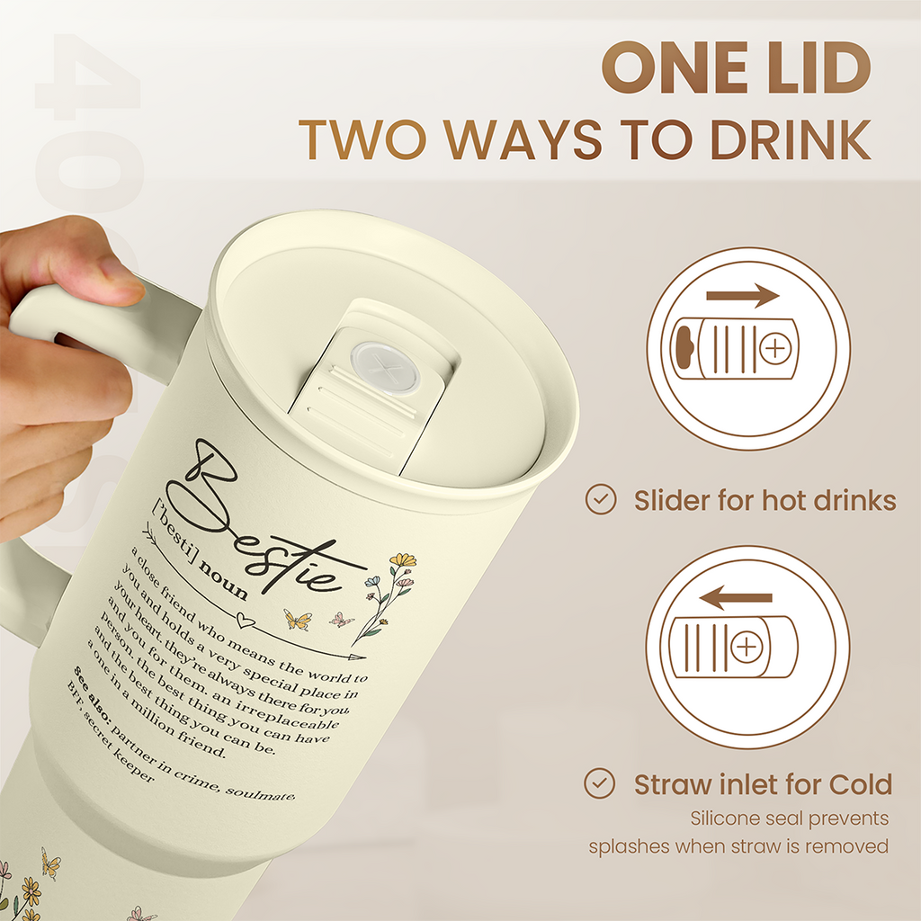Beige Best Friend Slidemate | Slider Tumbler with Handle 40oz