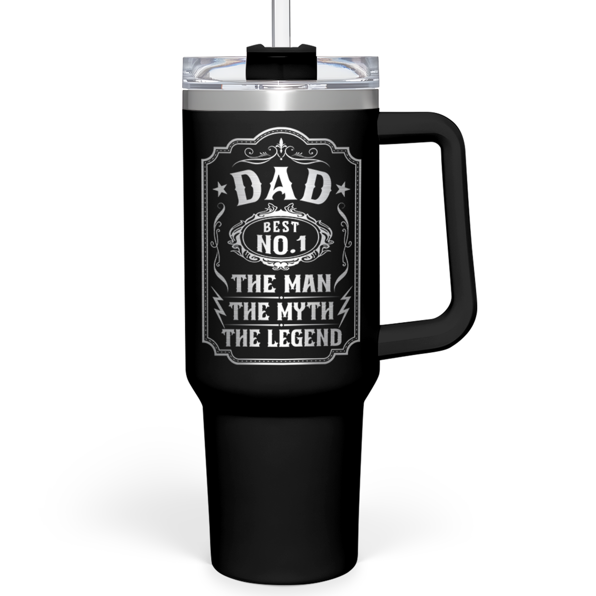 Black Dad Daddy The Man The Myth The Legend Quencher Tumbler with Handle 40oz