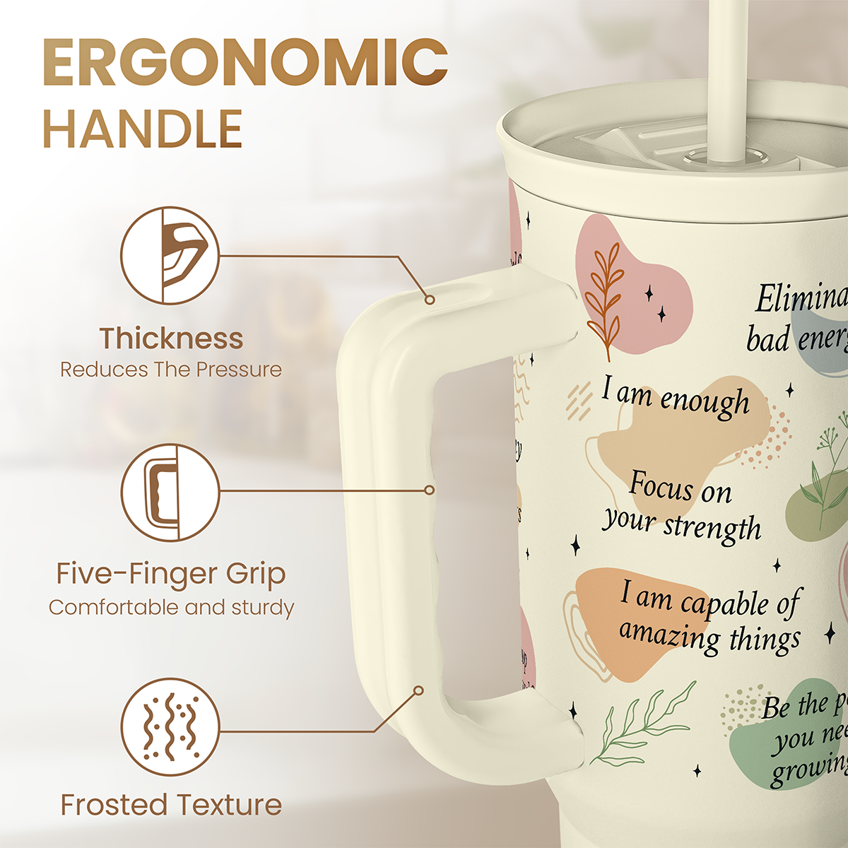 Beige Inspiration Slidemate | Slider Tumbler with Handle 40oz