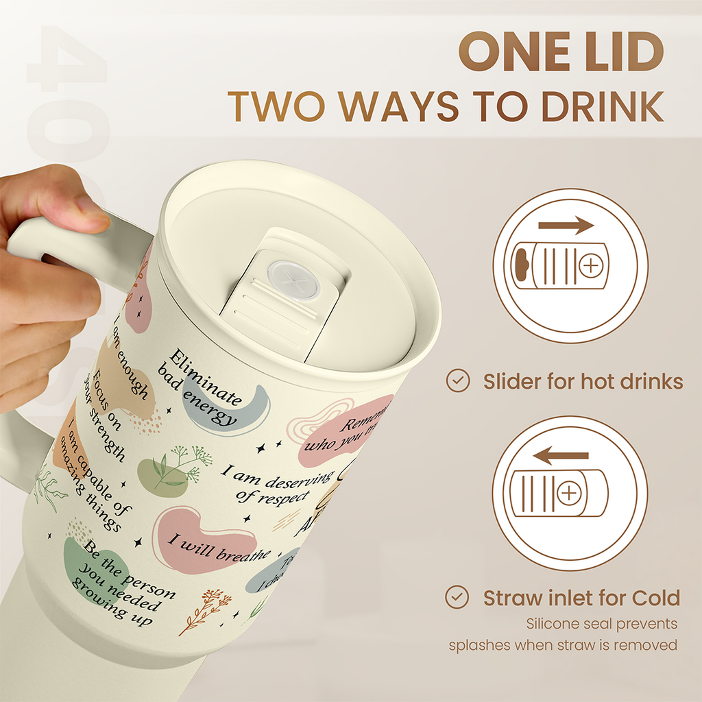 Beige Inspiration Slidemate | Slider Tumbler with Handle 40oz