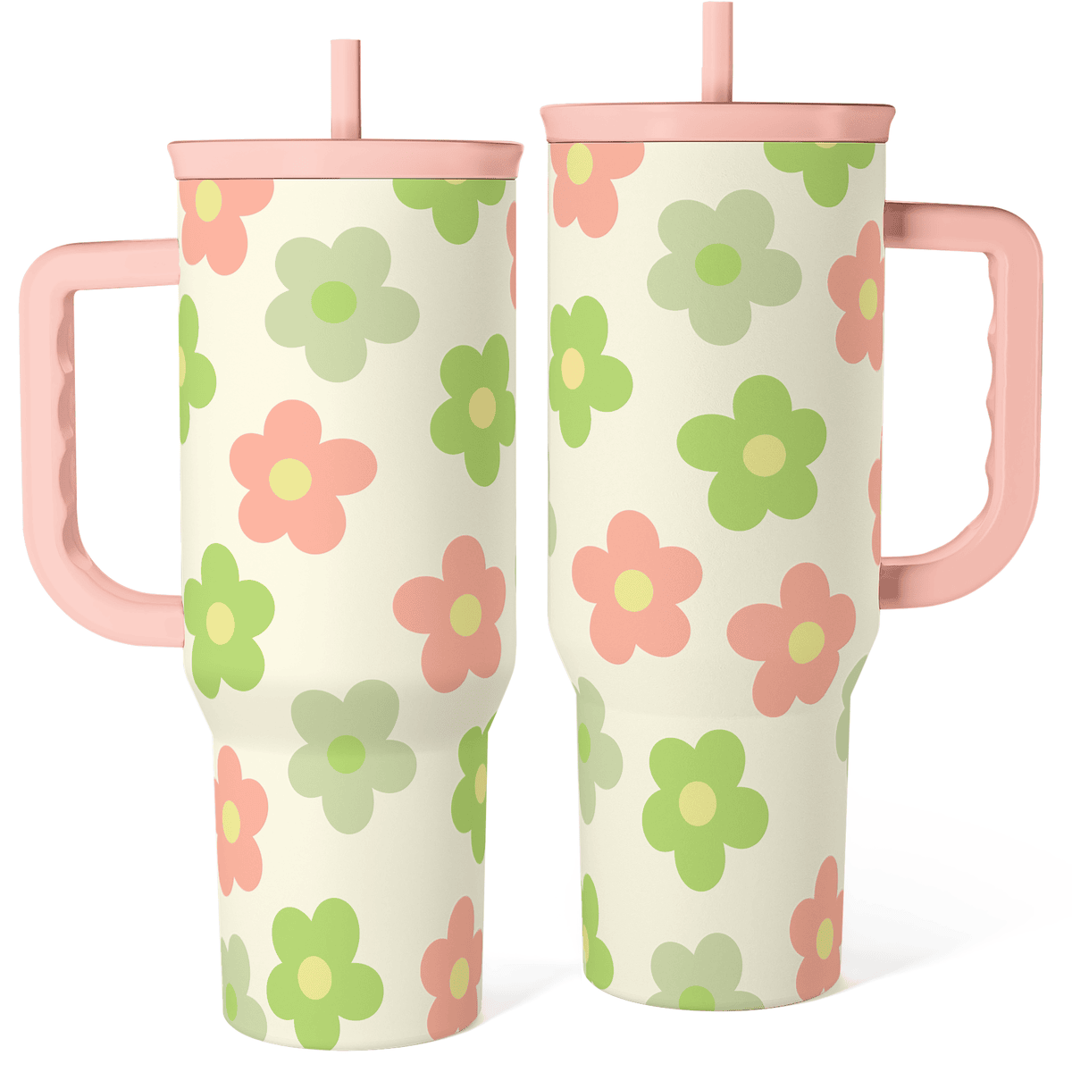 Beige Daisy Slidemate | Slider Tumbler with Handle 40oz