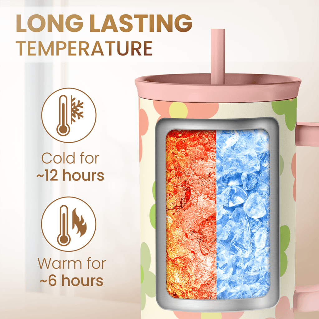 Beige Daisy Slidemate | Slider Tumbler with Handle 40oz
