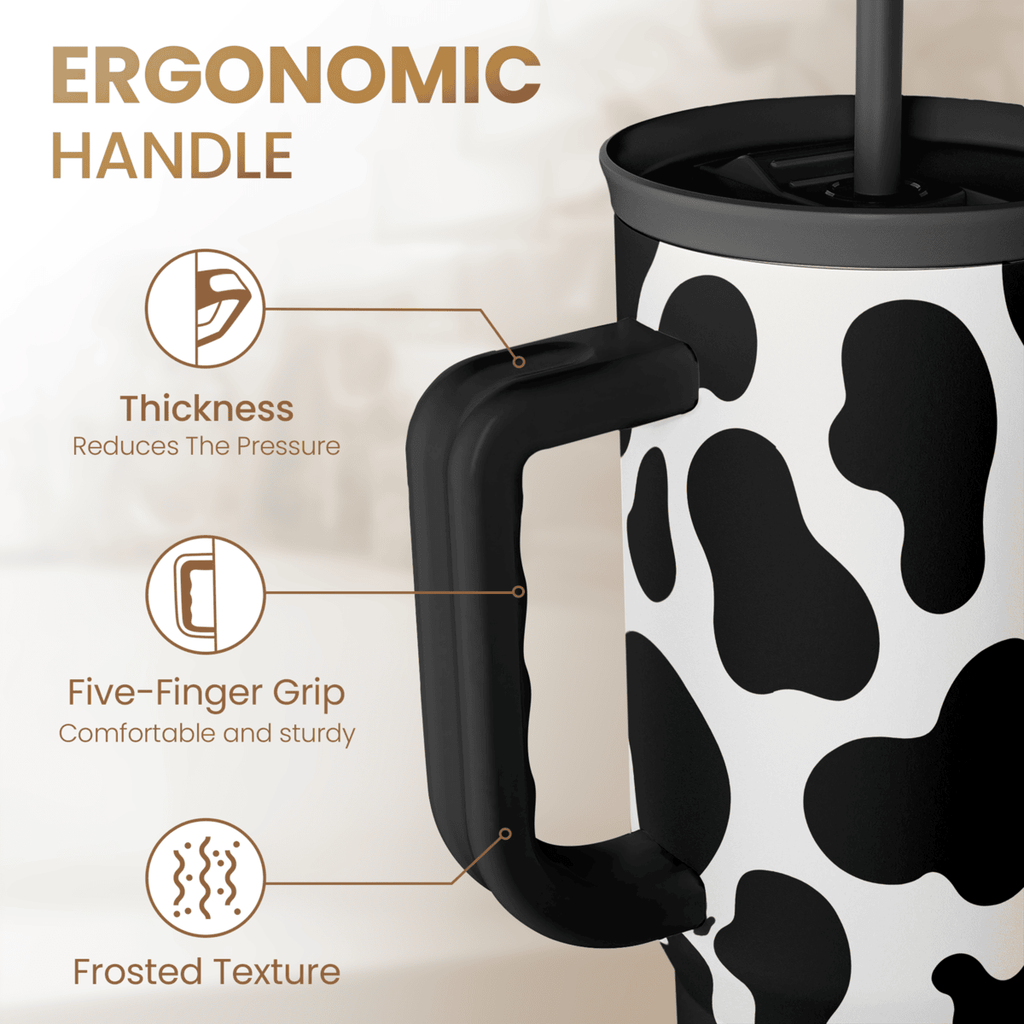 Black Cow Print Slidemate | Slider Tumbler with Handle 40oz