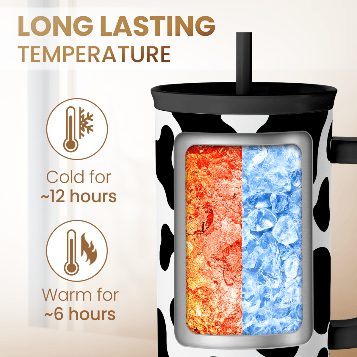 Black Cow Print Slidemate | Slider Tumbler with Handle 40oz