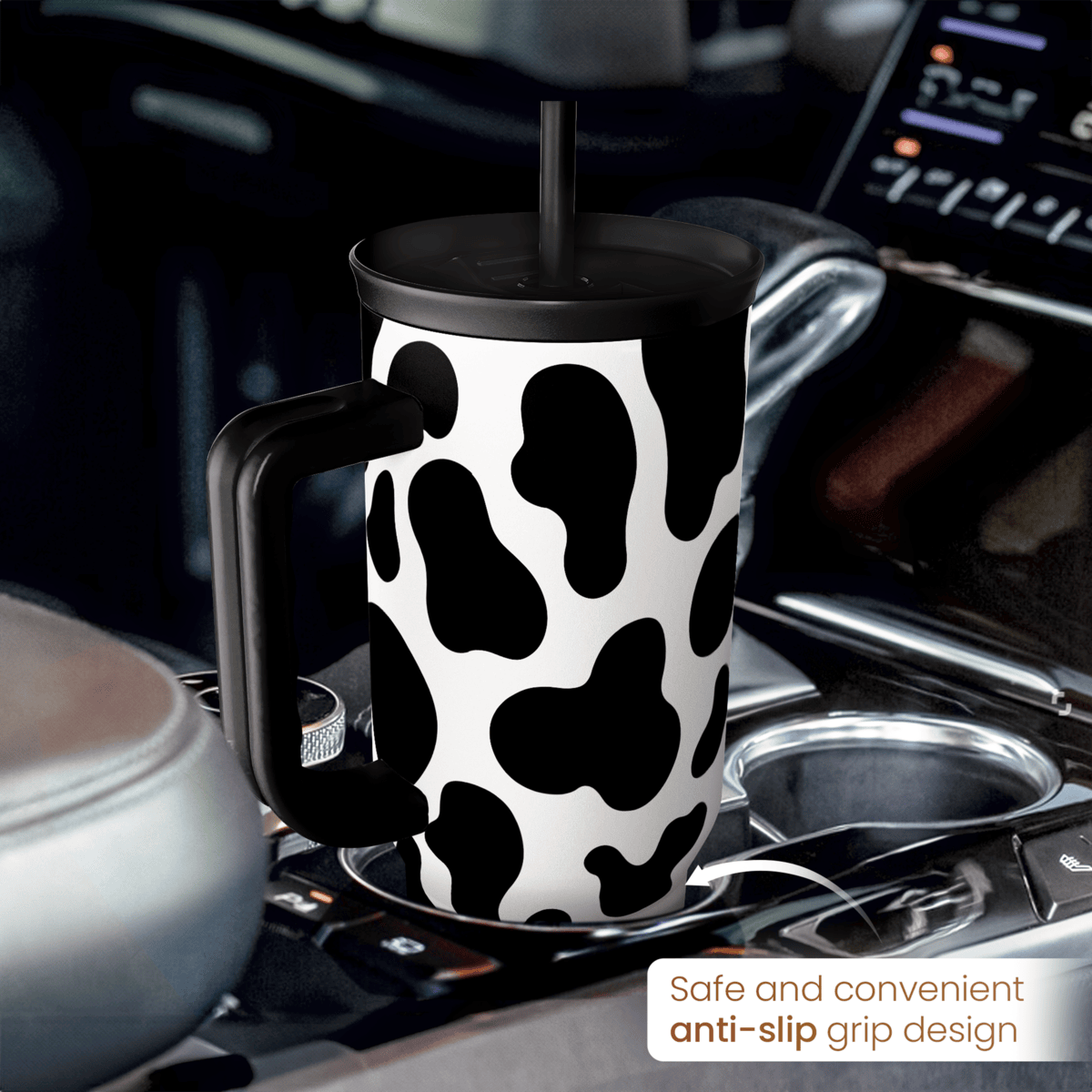 Black Cow Print Slidemate | Slider Tumbler with Handle 40oz