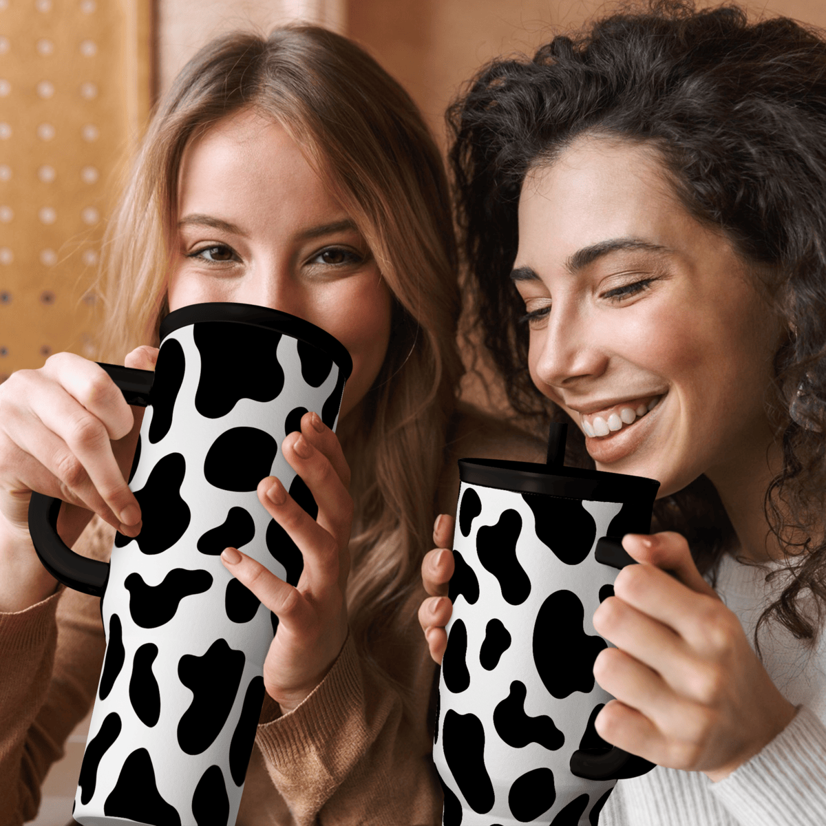 Black Cow Print Slidemate | Slider Tumbler with Handle 40oz