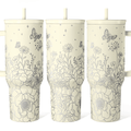 Beige Floral Slidemate | Slider Tumbler with Handle 40oz