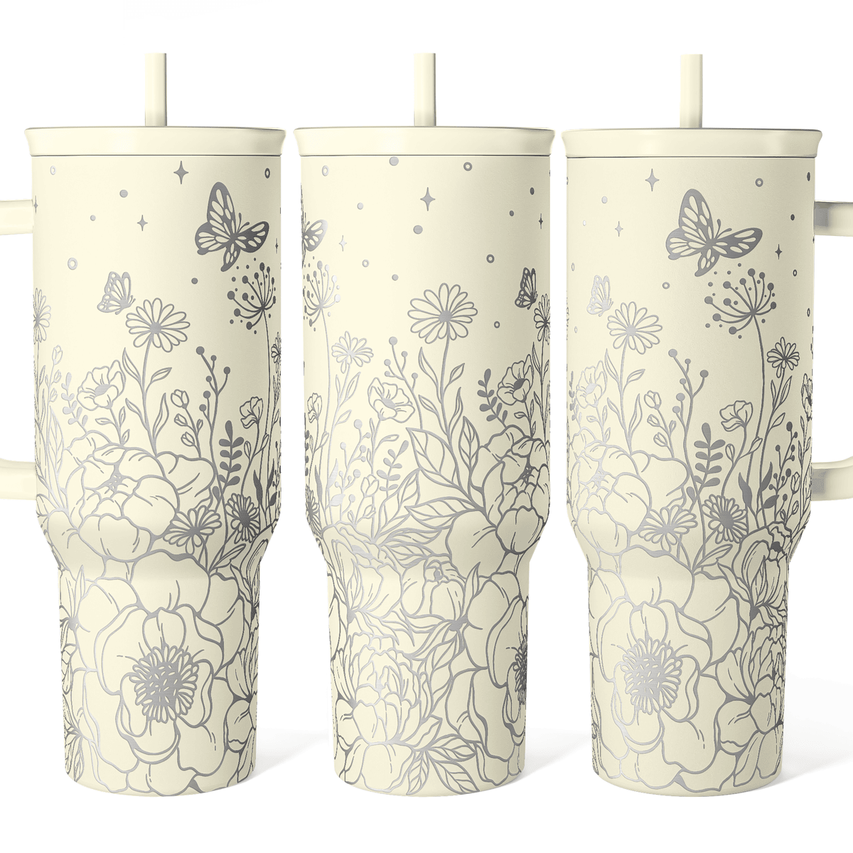 Beige Floral Slidemate | Slider Tumbler with Handle 40oz