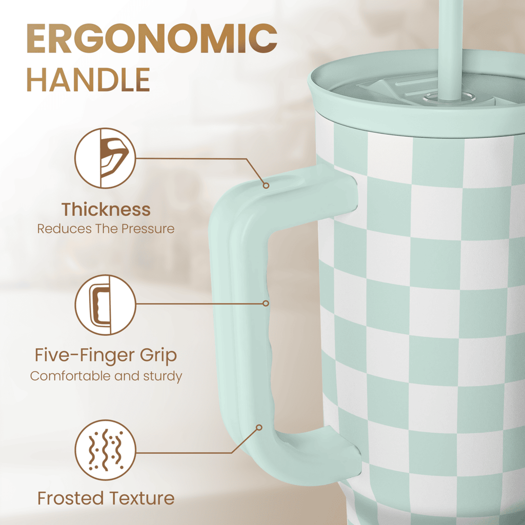 Mint Checker Slidemate | Slider Tumbler with Handle 40oz