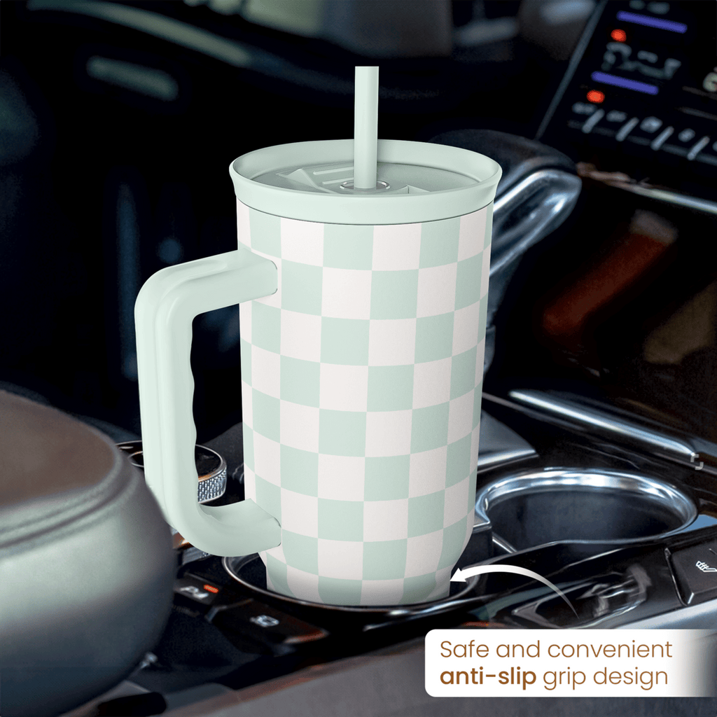 Mint Checker Slidemate | Slider Tumbler with Handle 40oz
