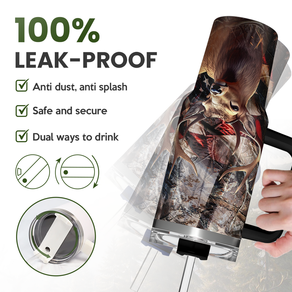 Brown Hunting Quencher Tumbler with Handle 40oz