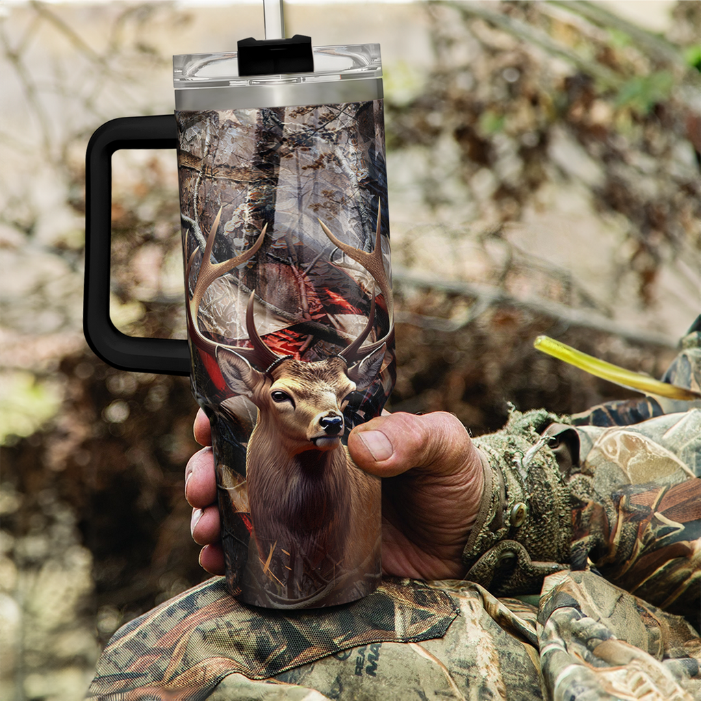 Brown Hunting Quencher Tumbler with Handle 40oz