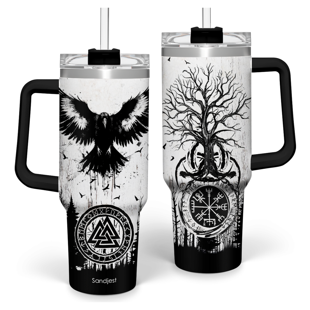 White Viking Quencher Tumbler with Handle 40oz