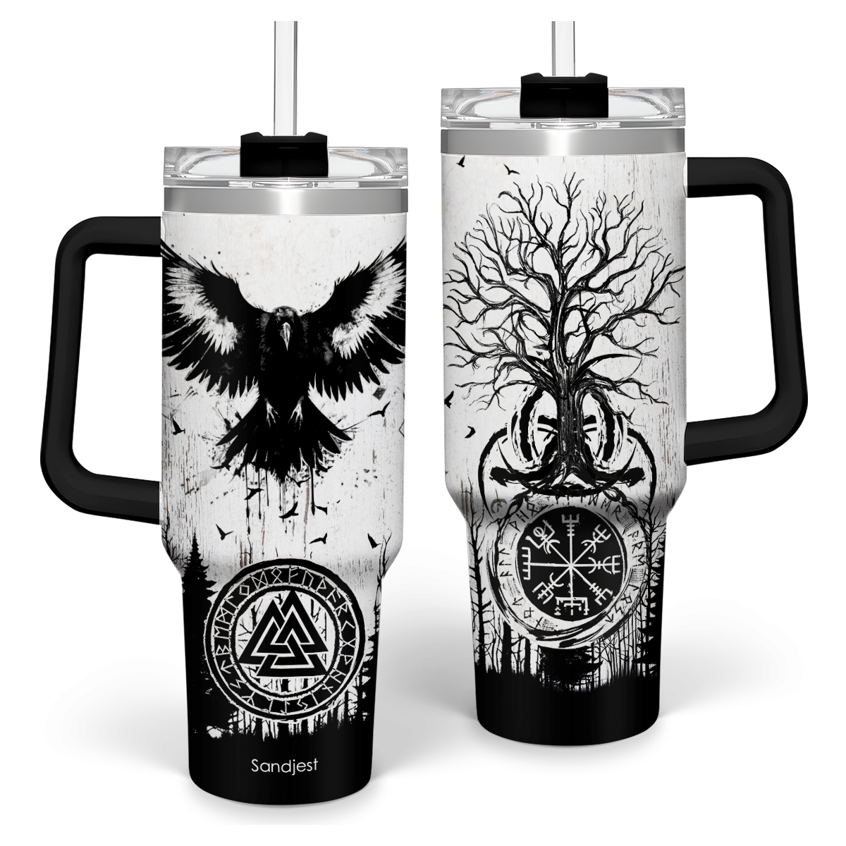 White Viking Quencher Tumbler with Handle 40oz