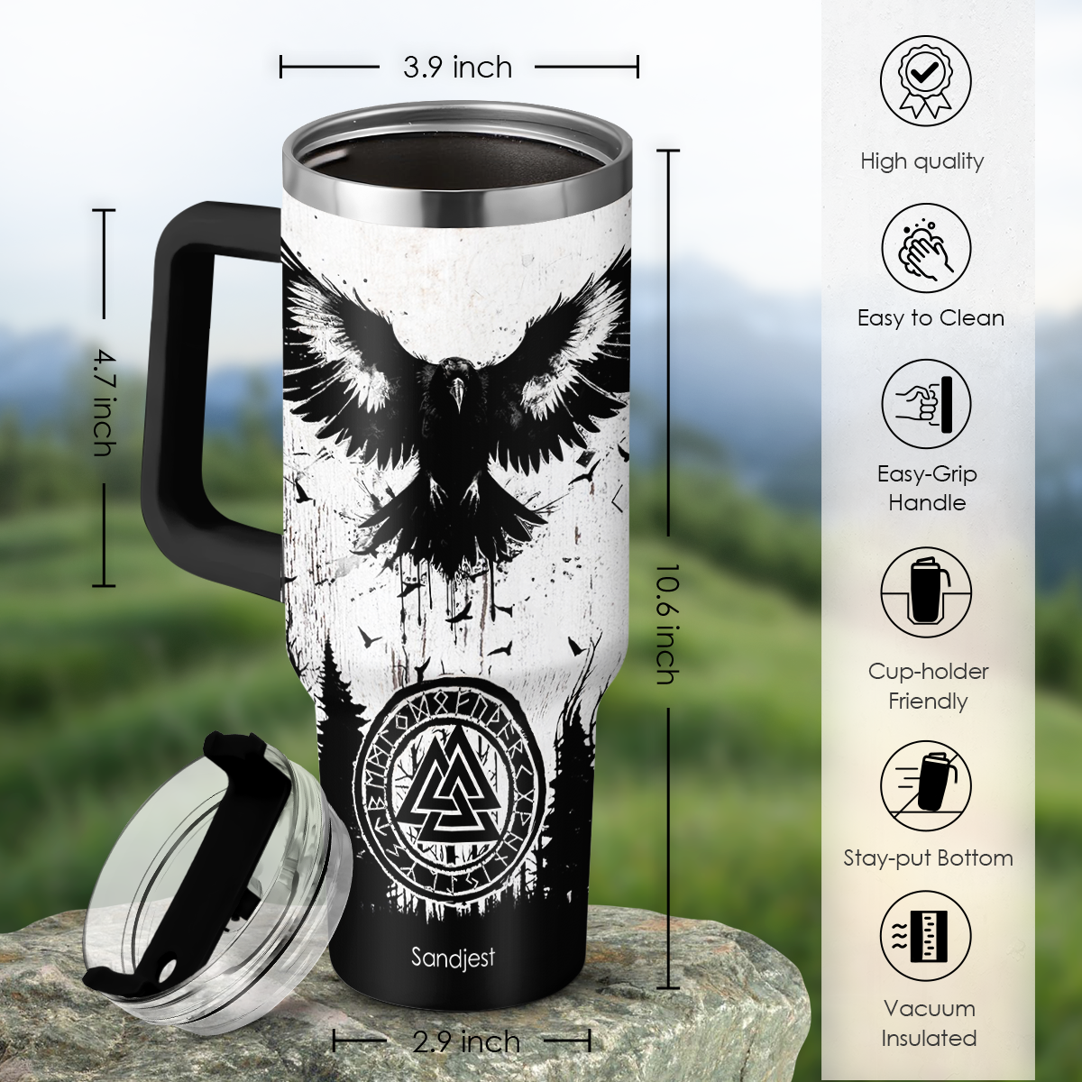 White Viking Quencher Tumbler with Handle 40oz