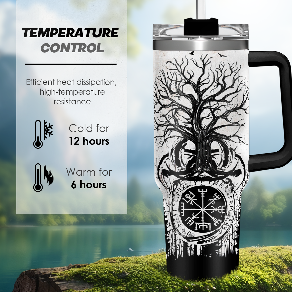 White Viking Quencher Tumbler with Handle 40oz
