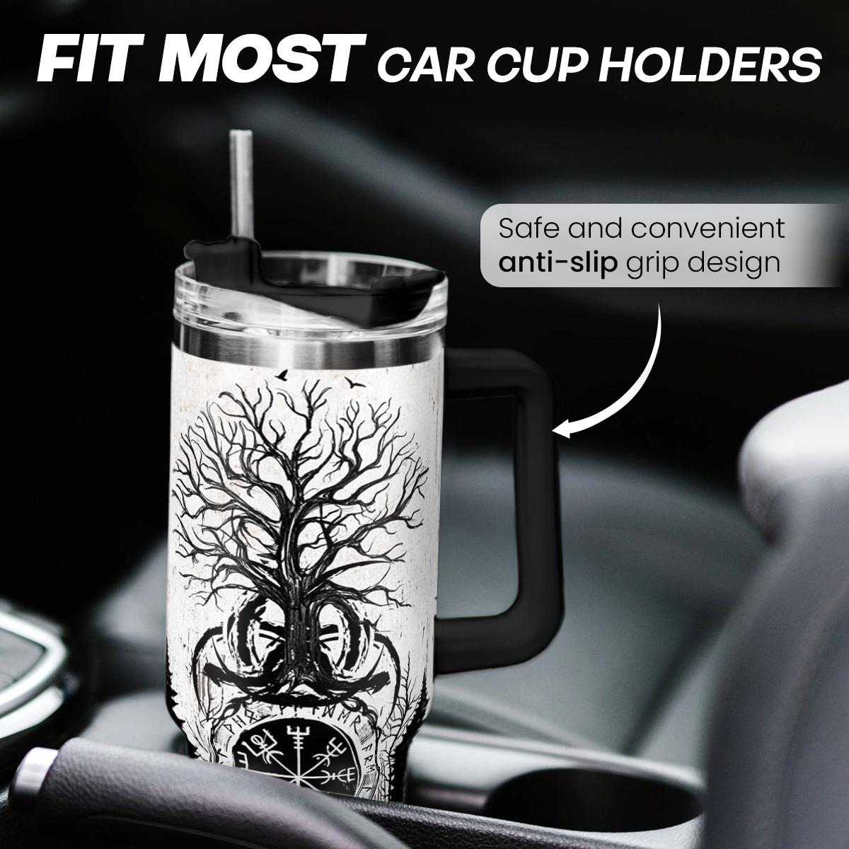 White Viking Quencher Tumbler with Handle 40oz