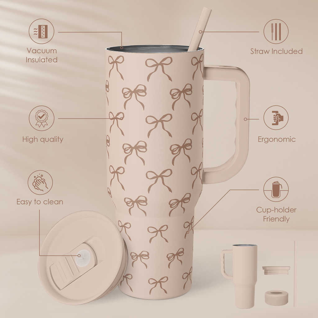 Brown Bow Slidemate | Slider Tumbler with Handle 40oz
