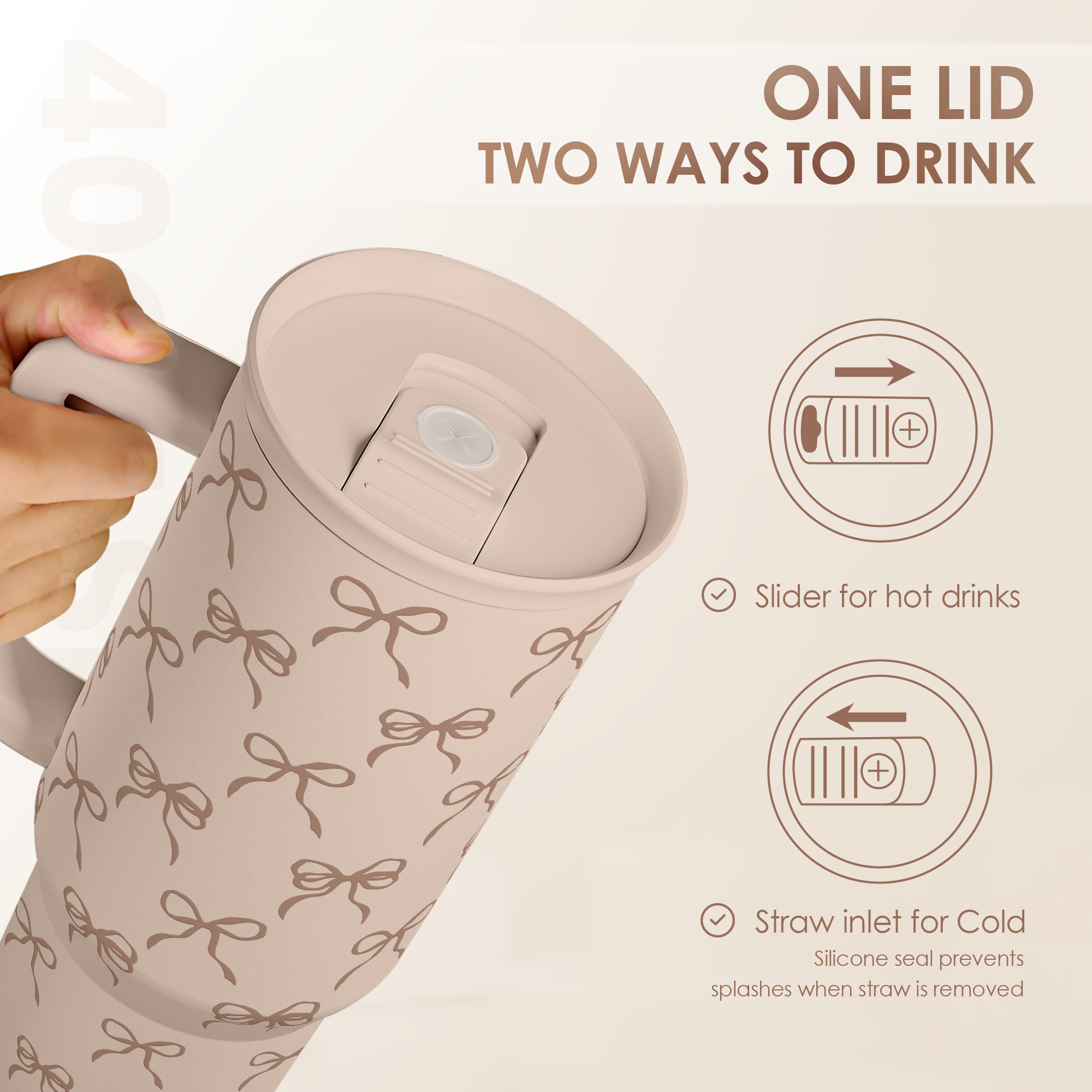 Brown Bow Slidemate | Slider Tumbler with Handle 40oz