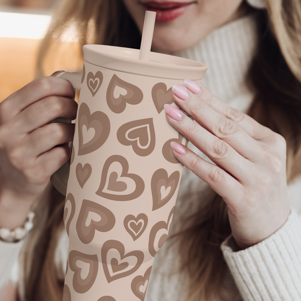 Brown Heart Slidemate | Slider Tumbler with Handle 40oz