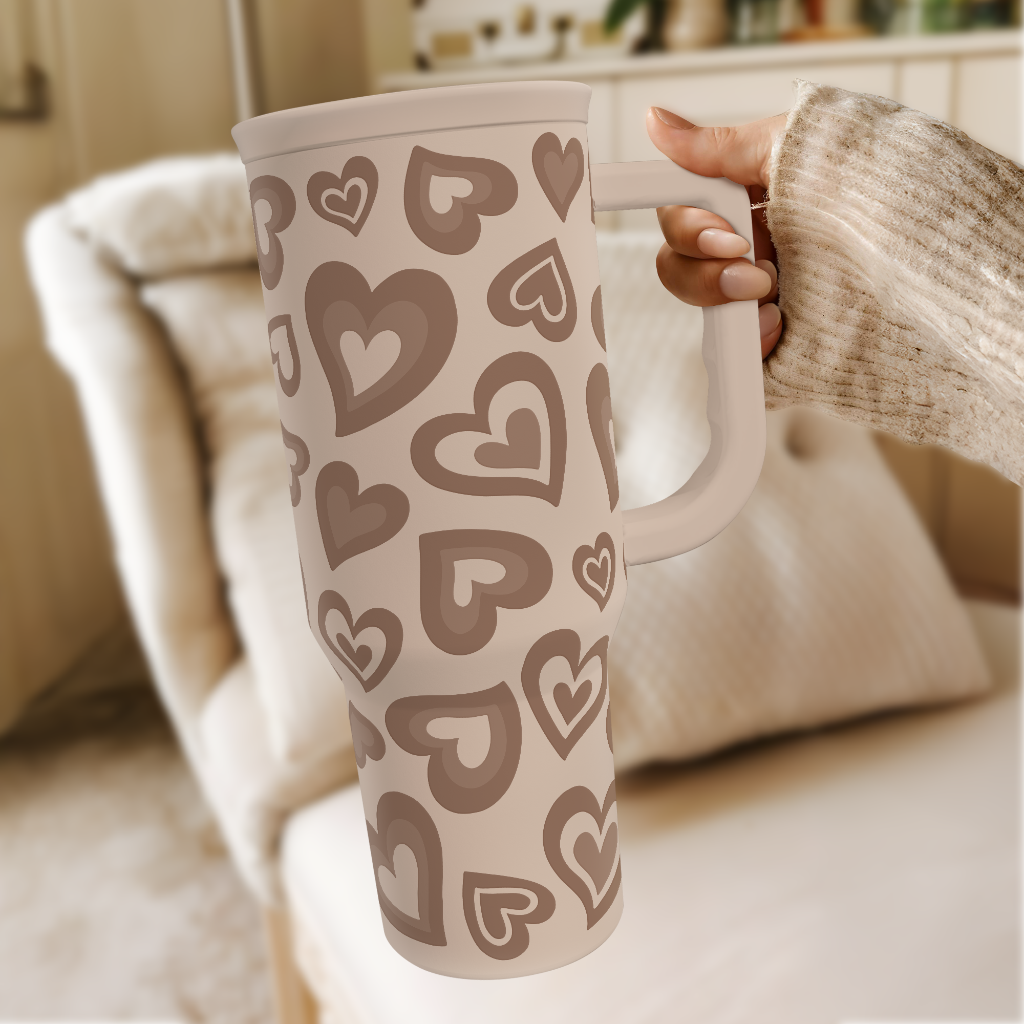 Brown Heart Slidemate | Slider Tumbler with Handle 40oz